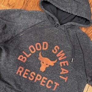 Under Armour Project Rock Short‎ Sleeve Terry Hoodie Men's Medium Black Pocket